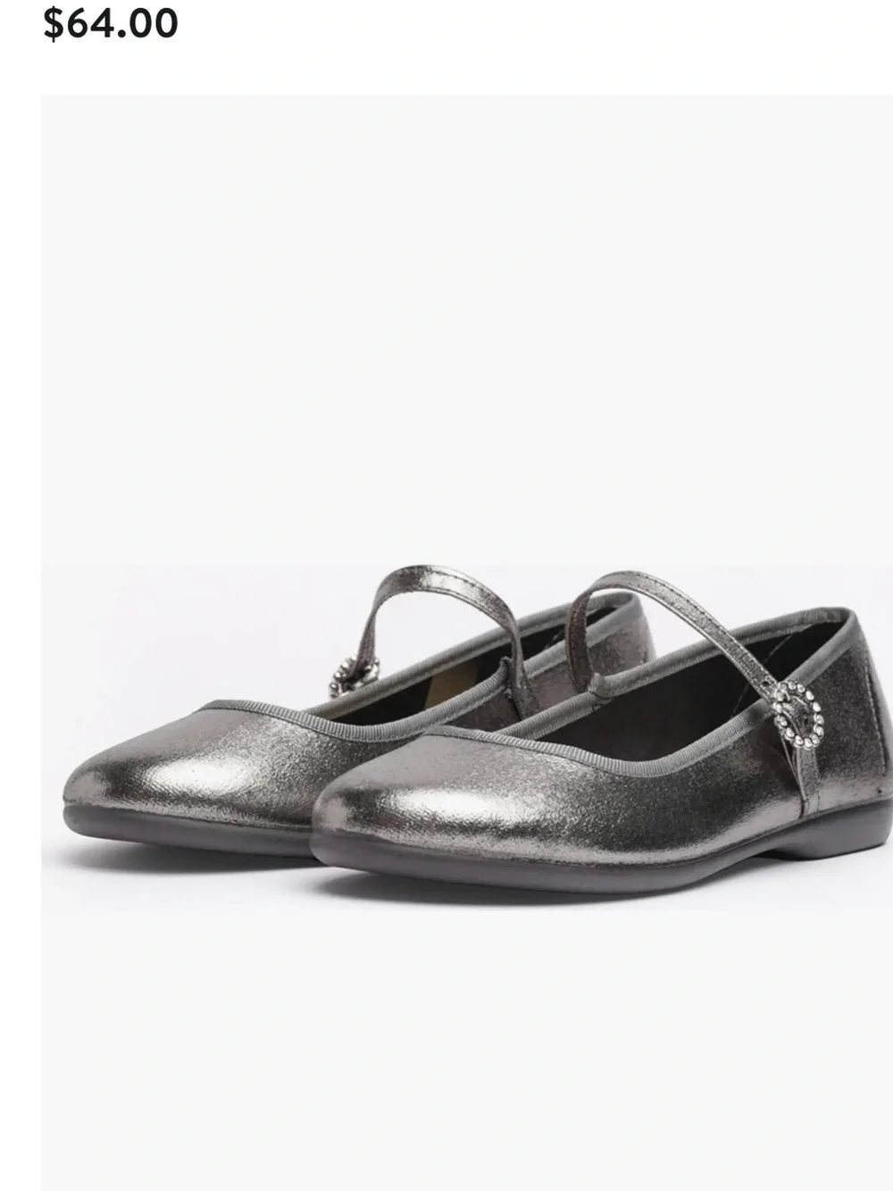 Childrenchic Girls Shimmery Pewter Mary Jane Dress Shoes with Rhinestone Buckle
